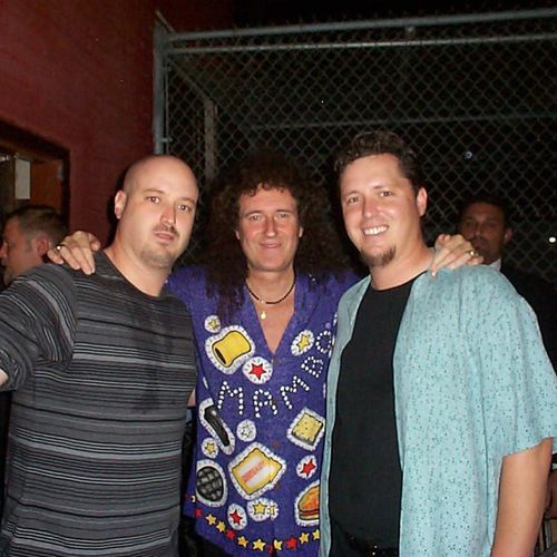 with my brother, drummer Kevin Dow, and Brian May 