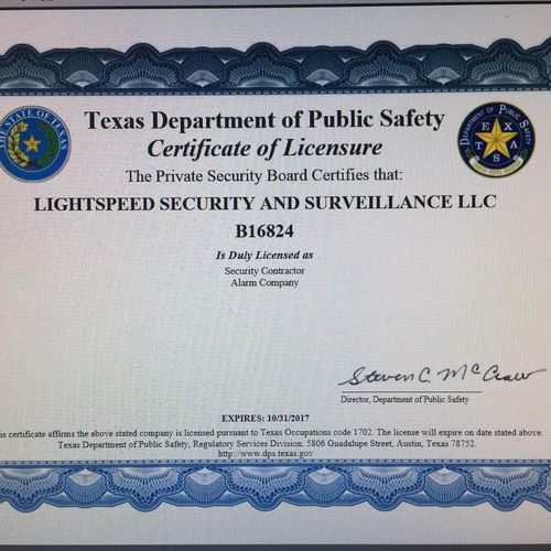 Texas Department of Public Safety 
(Security Contr