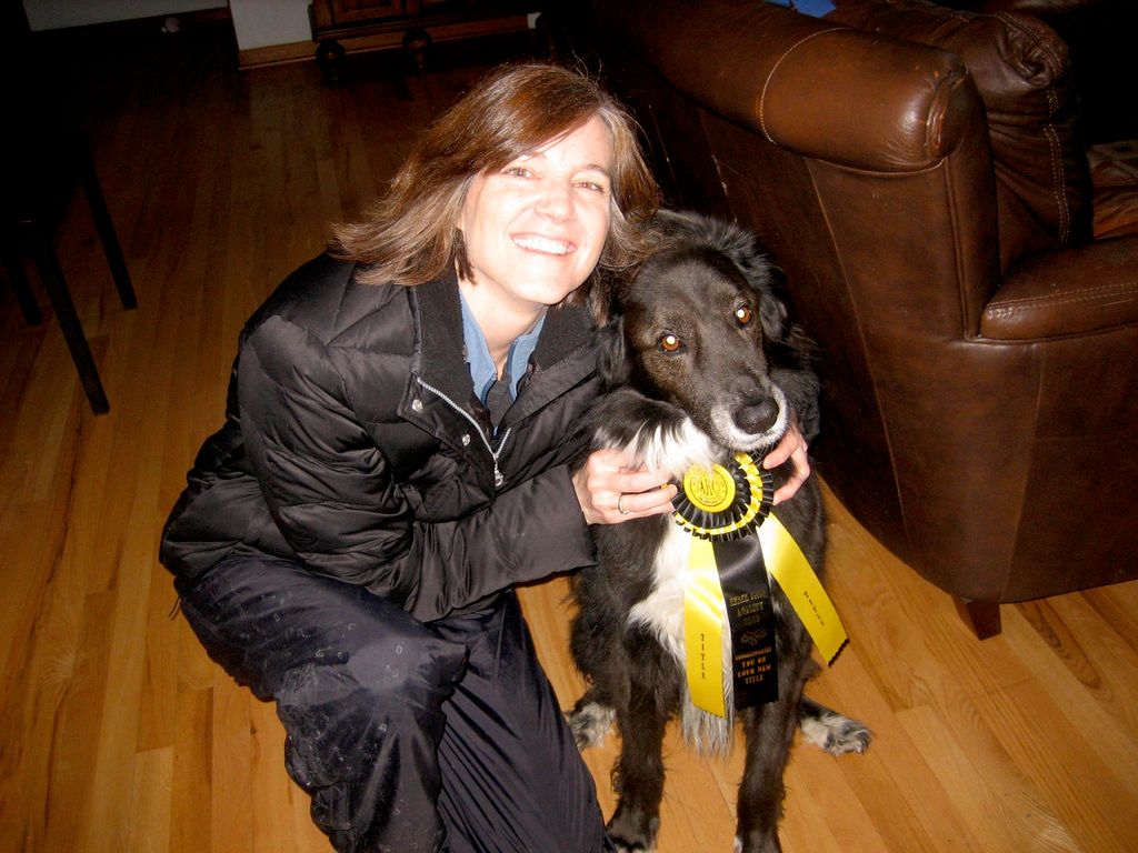 Tuxedo and I celebrating an agility title.