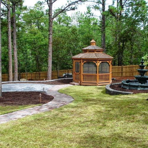 Water Fountains, Gazebo, and a Paver Patio with Wa