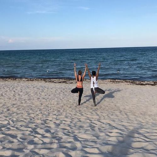 Private yoga class on the beach 