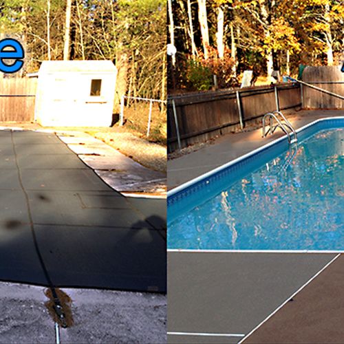 Here is a complete pool deck renovation before and