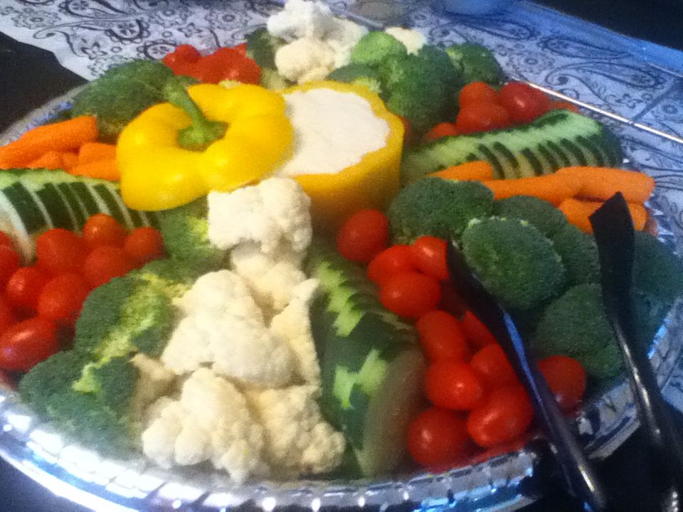 Fruit & Veggie Display with Yellow Pepper Dipping 