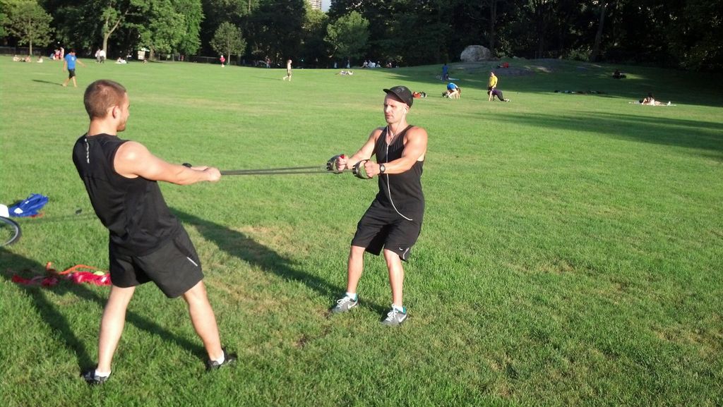 Great way to get resistance training outside:  res