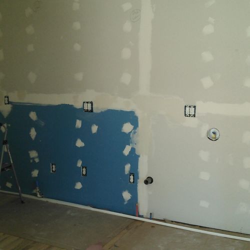 New drywall in kitchen.