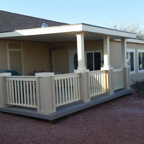 We added a covered composite decking plus post for