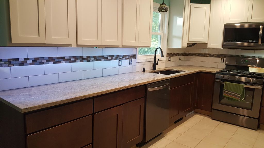 Final product, floor and back splash.