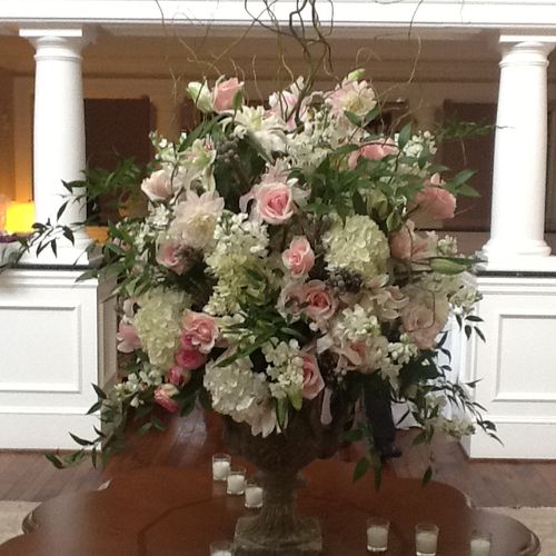 Beautiful Lobby Floral for Wedding in Chapel Hill,