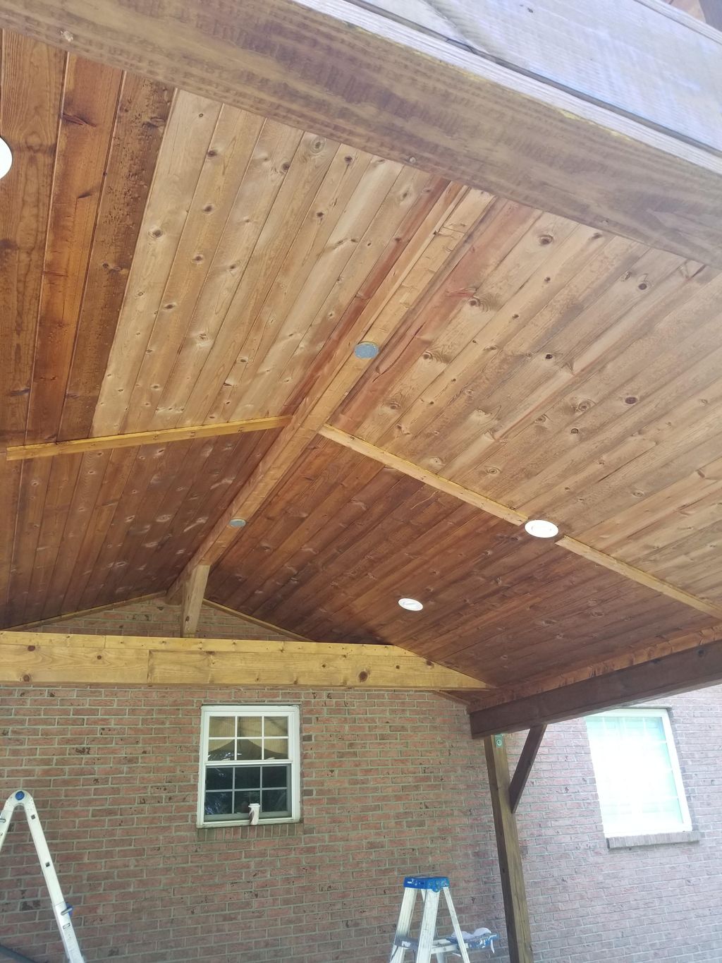 Work in progress applying 1st coat of stain