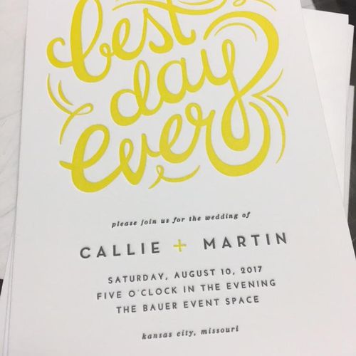 2 color letterpress wedding invitation