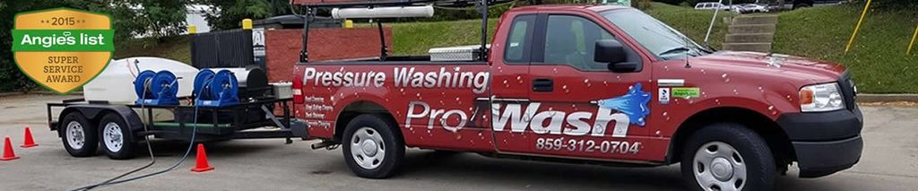 One of our pressure washing trucks
