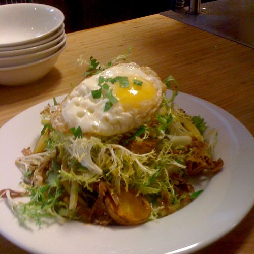 duck confit salad with duckfat fried potatoes and 