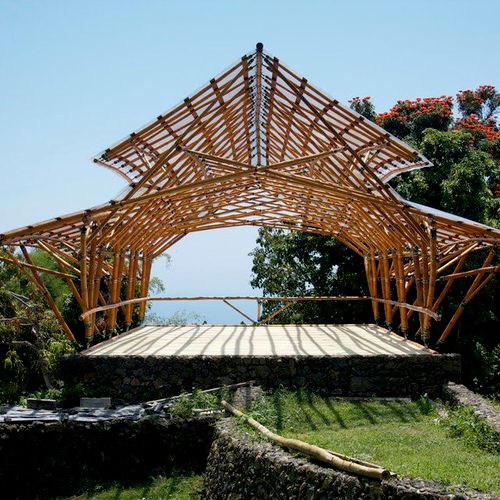 Hand crafted bamboo structure harvested and built 