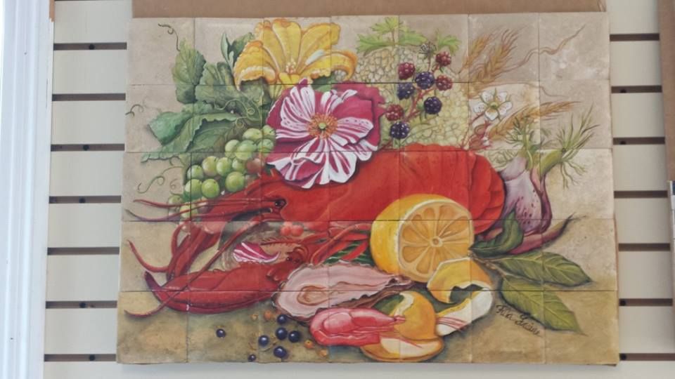 Hand painted Lobster bakcsplash