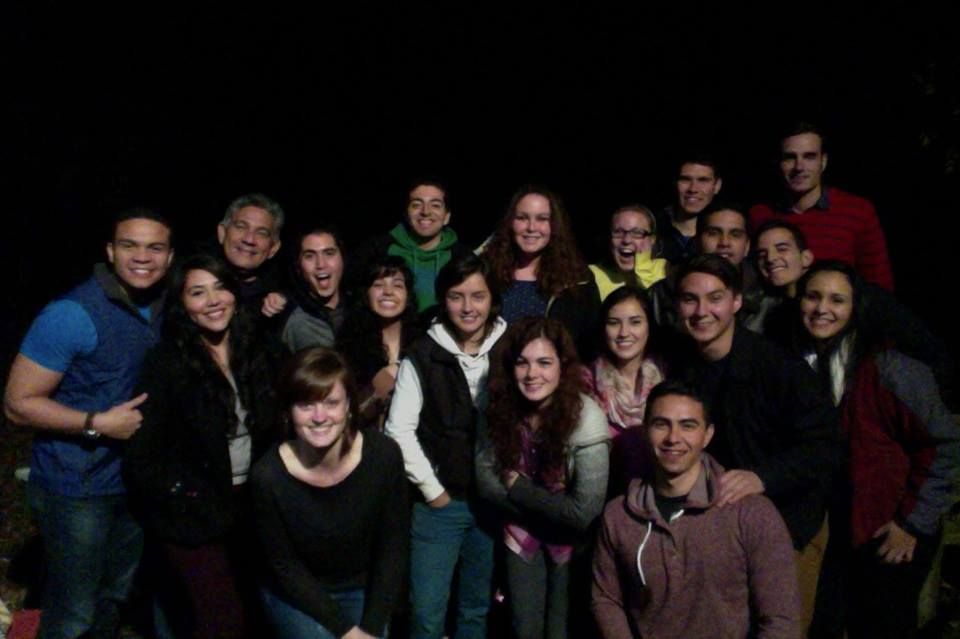 Bonfire with international students of a nearby un