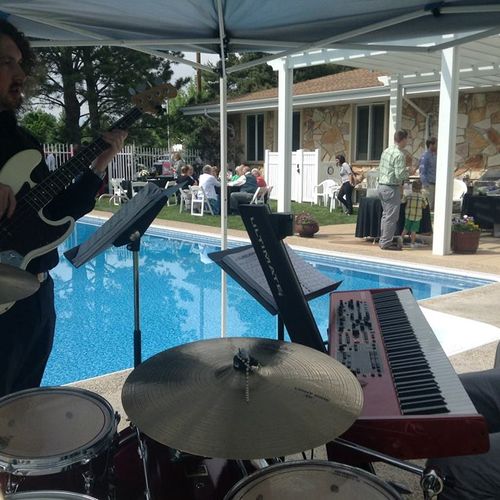 Playing a private gig with a jazz trio.