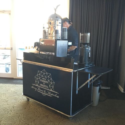 Branded coffee cart serving all types of coffee's,