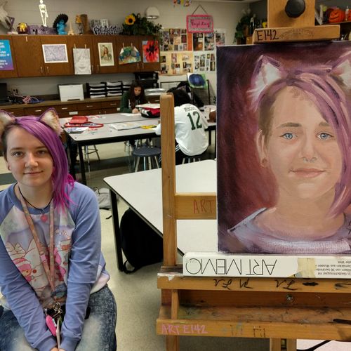 Teaching Portrait Painting at Lakeridge High Schoo