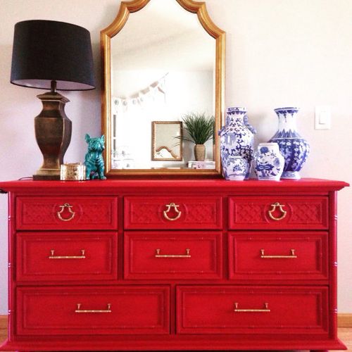 Chinoiserie Red Dresser