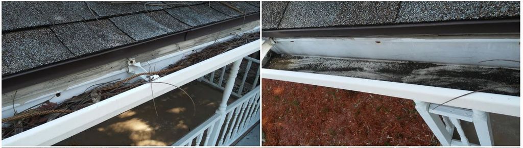 before and after gutter cleaning