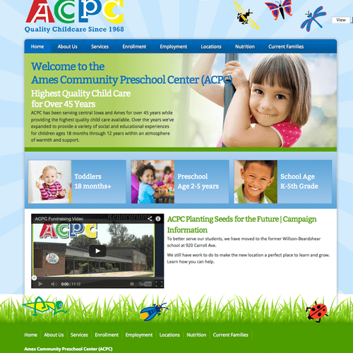 Preschool Center with parent login section for eac