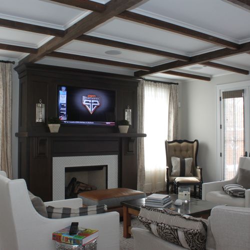 Living Room with in-ceiling surround sound and cus