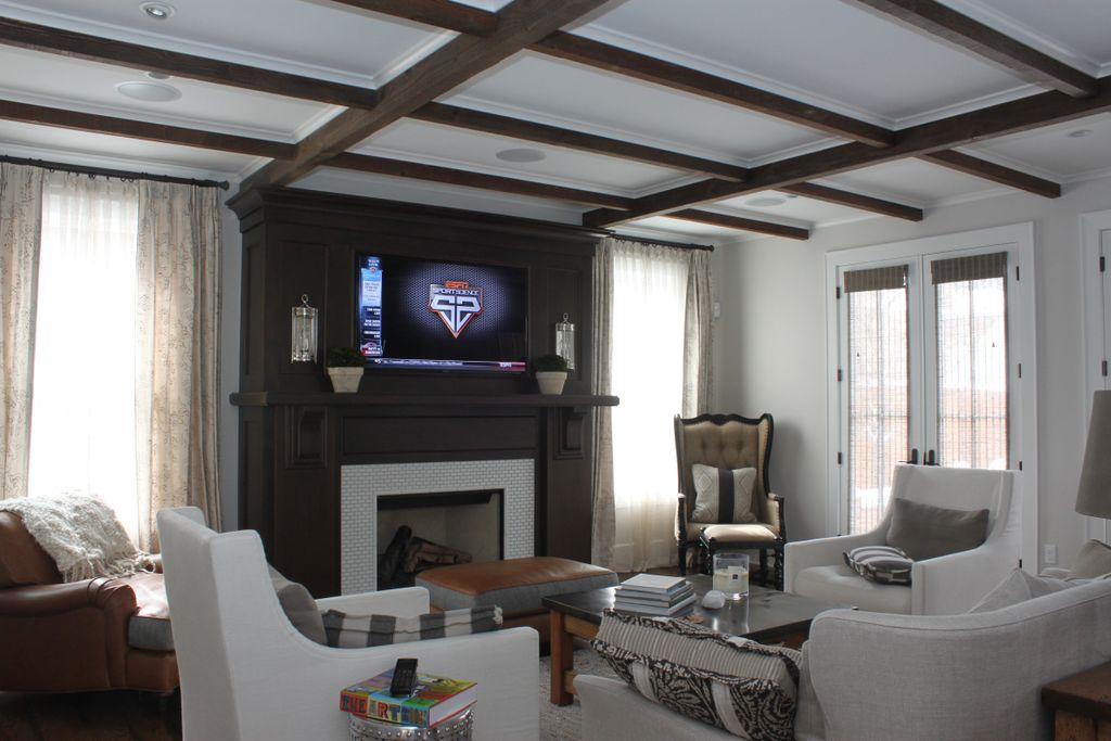 Living Room with in-ceiling surround sound and cus