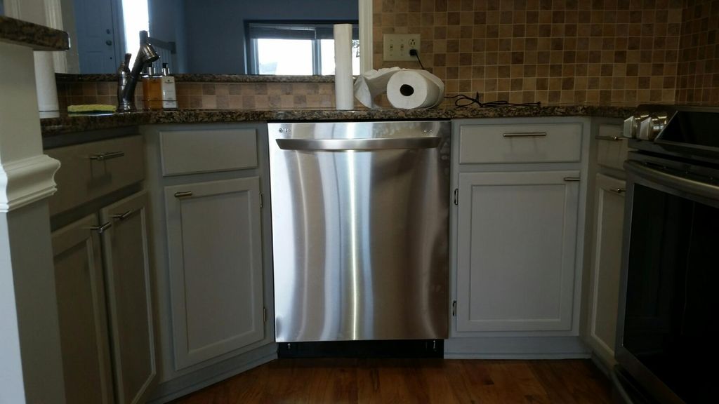 Leveled and probably secured dishwasher 