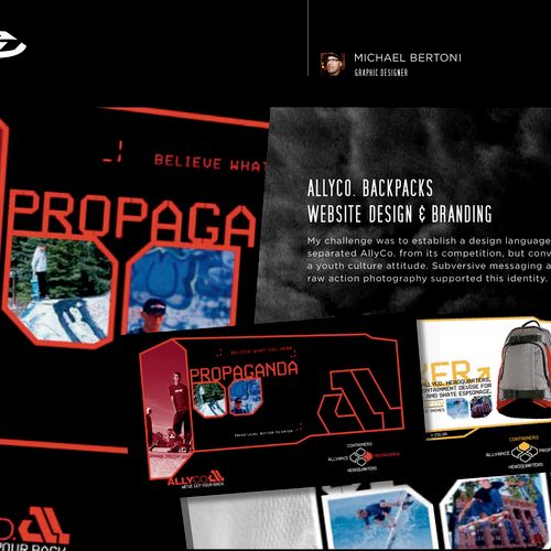 Website for an action sports brand that involved F