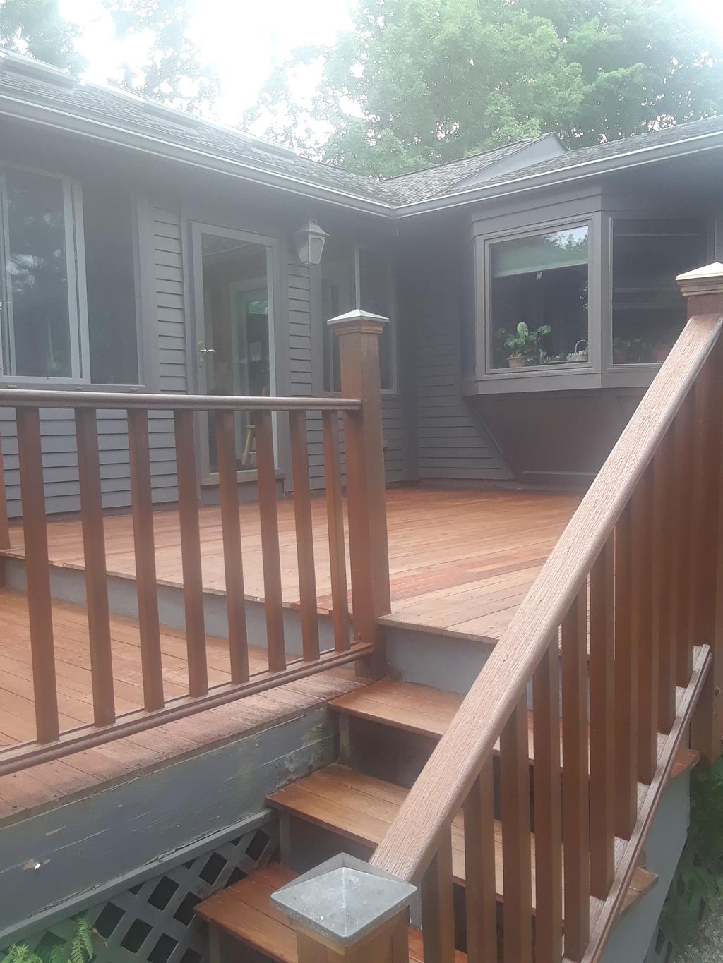 Mahogany deck repair and staining in Hopkinton