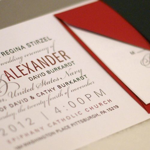 E&A Letterpress Wedding Invitation