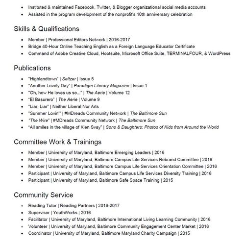 Sample Resume (Cont.)