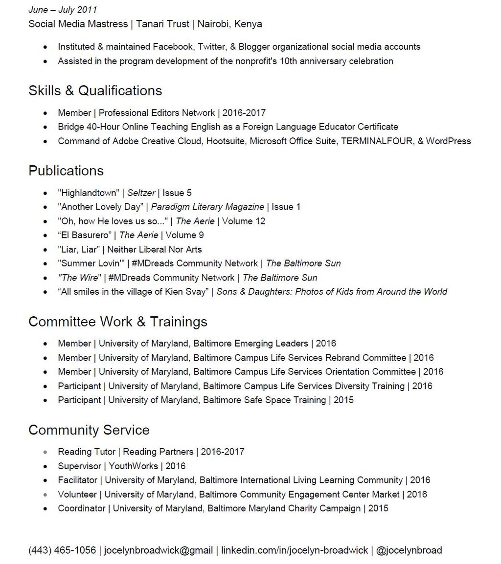 Sample Resume (Cont.)