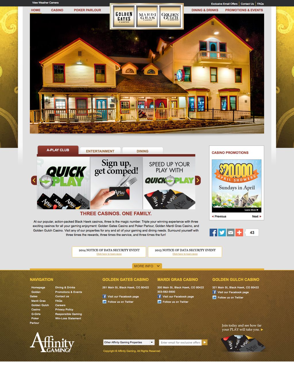 Website Development: Affinity Golden Gates Casino