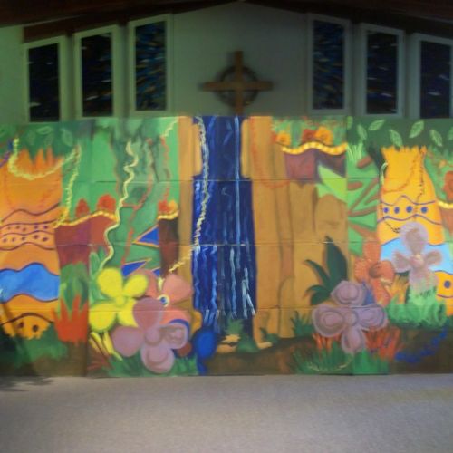 Removable mural for a school event