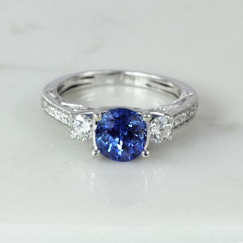 White gold sapphire and diamond ring.