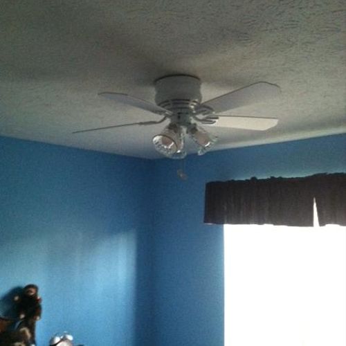ceiling fan installation and repaint of room
