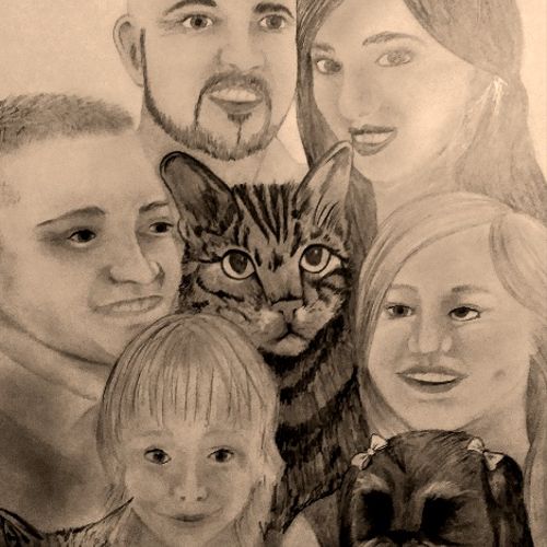 This is a photo of a large family portrait done fo
