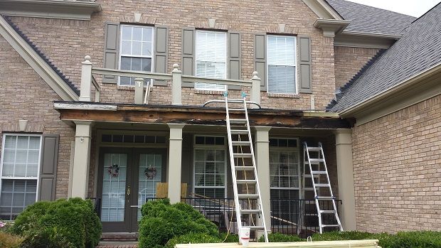 Front porch roof damage.