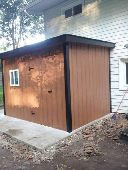 An outdoor shed constructed "from scratch".