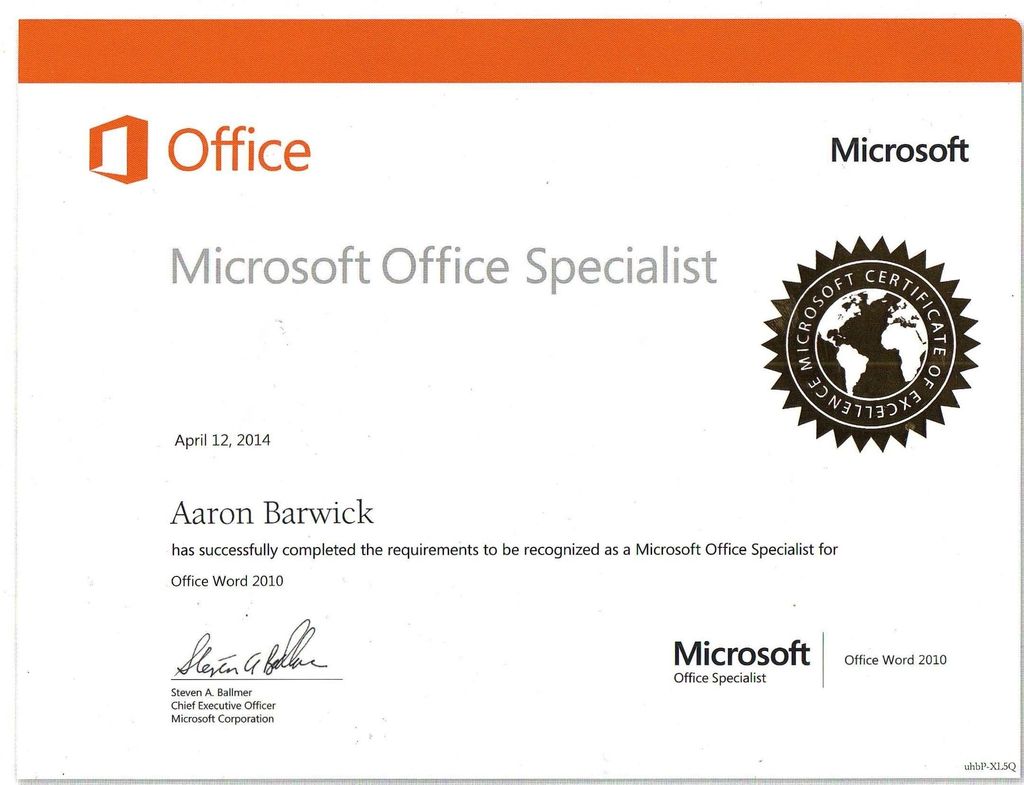Microsoft Office Specialist for Office Word 2010