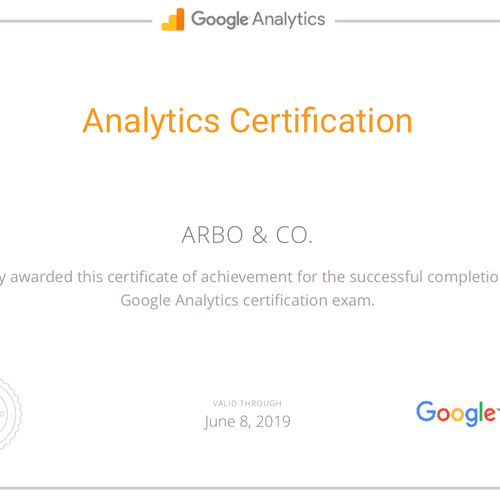 Google Analytics Certification from Google Partner