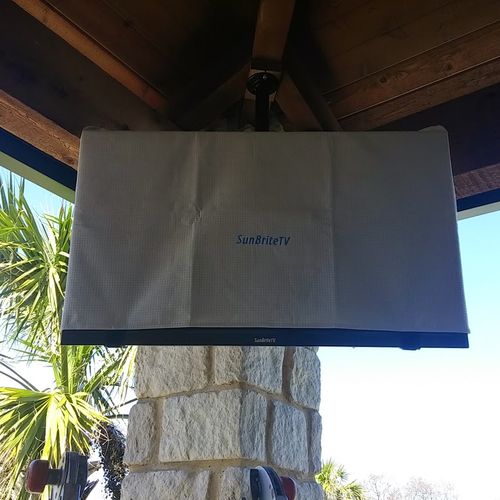 Weatherproof outdoor TV installation