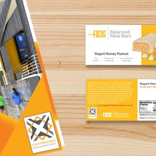 Fitness Facility Brochure and Protein Bar Packagin