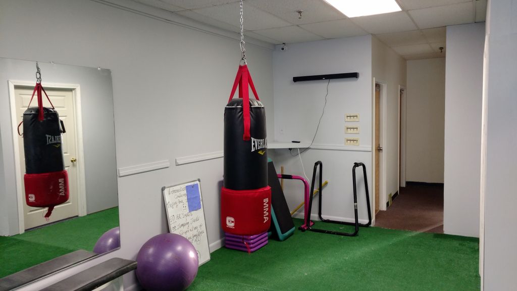 AFTER. New paint, installed heavy bag.