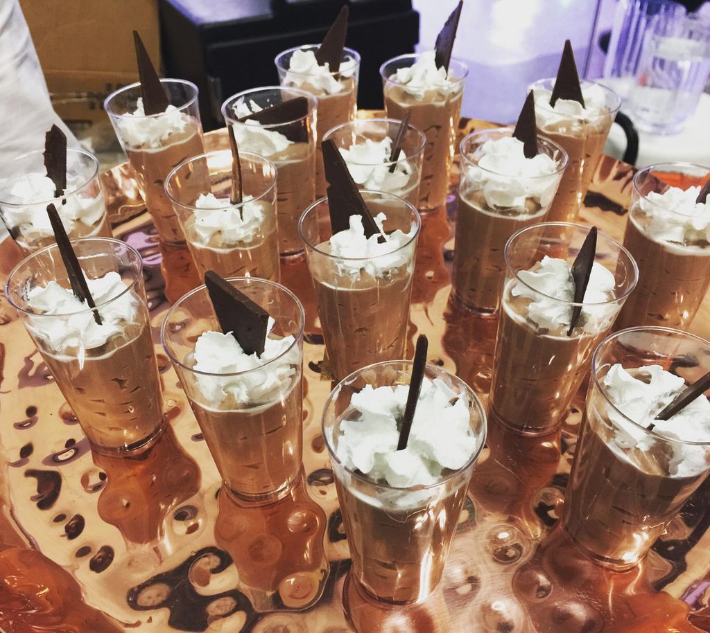 Chocolate mousse shooters.