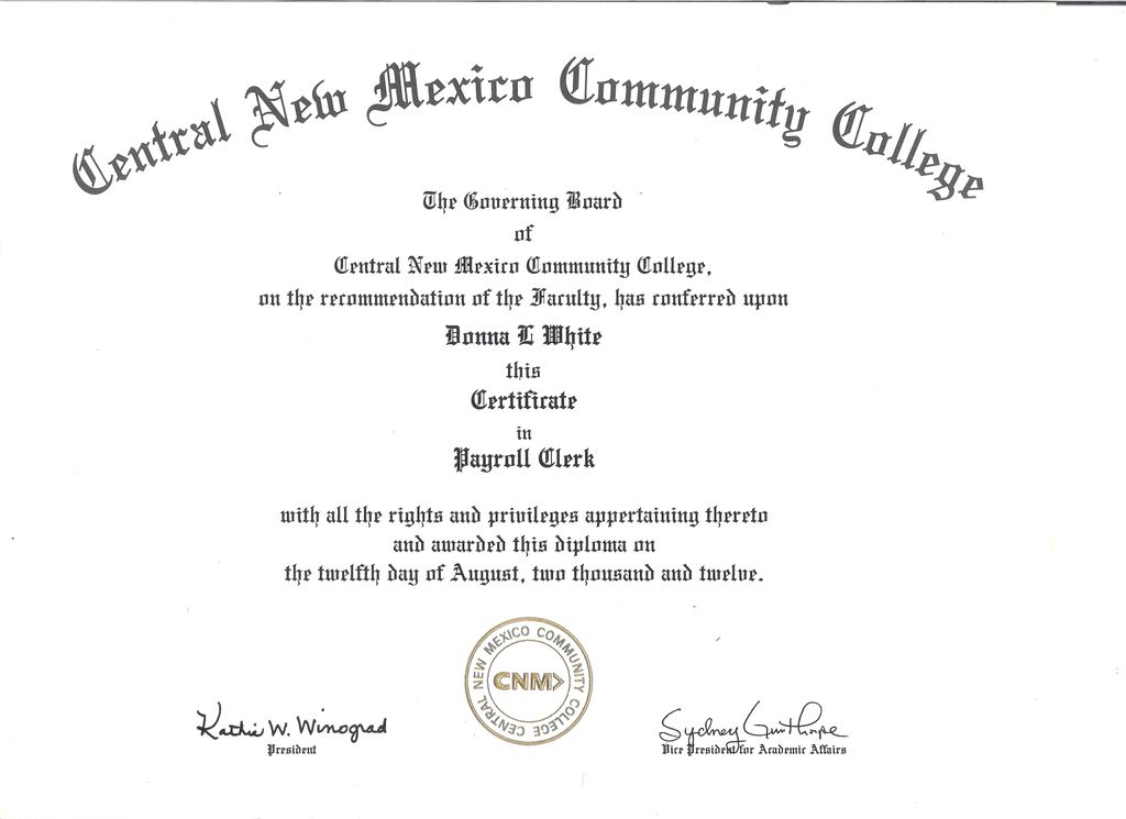 Payroll Certificate