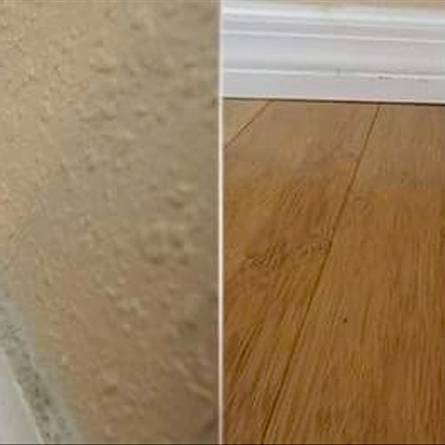Before & After.  Baseboards dust & dirt. 
