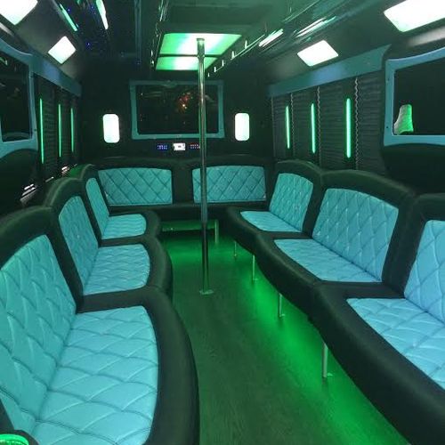 Interior 30 passenger Tiffany Limo Bus