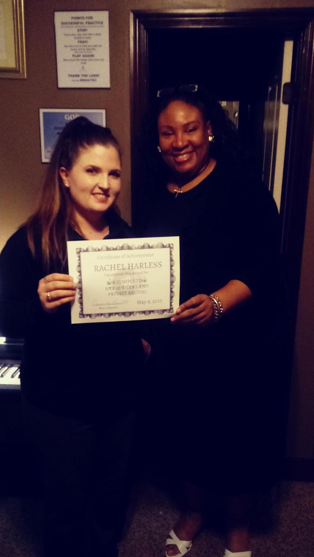 This lovely student receive her certificate for co